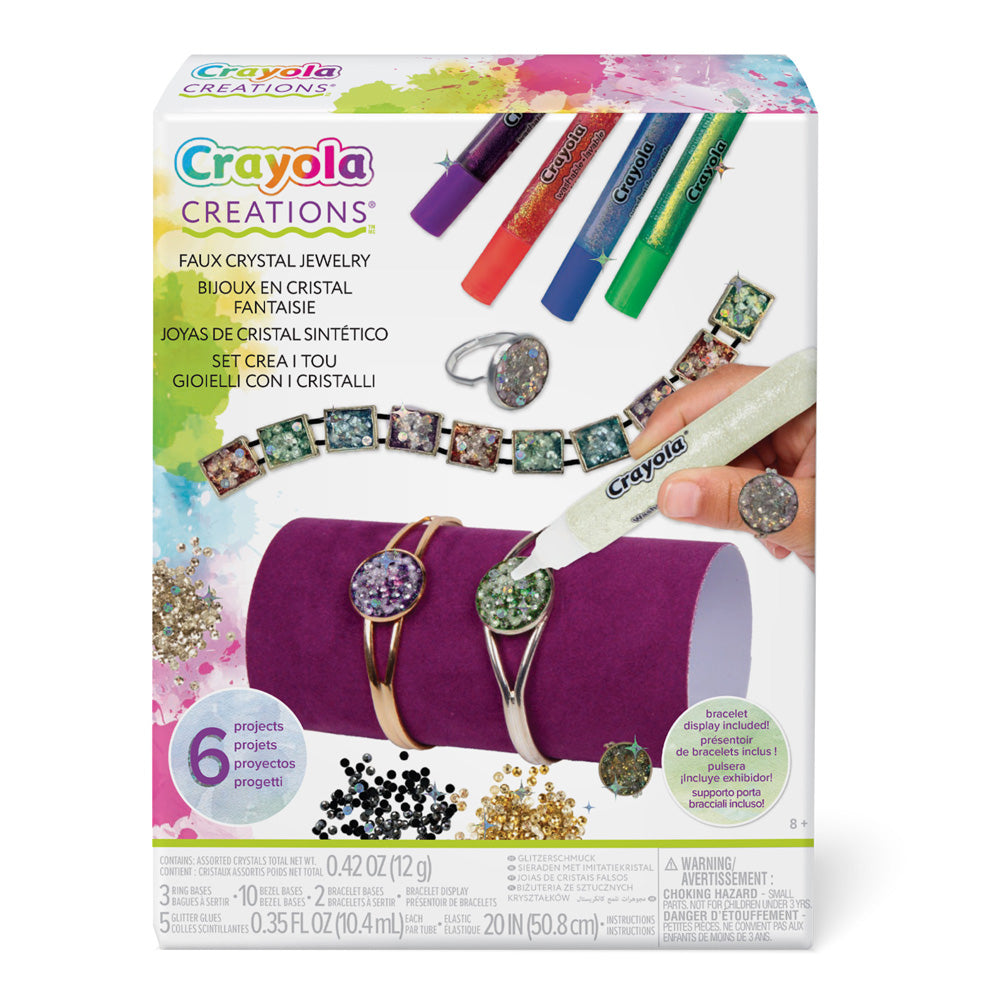 Crayola Creations Faux Crystal Jewelry Kit: Design 6 Unique Glitter Bracelets