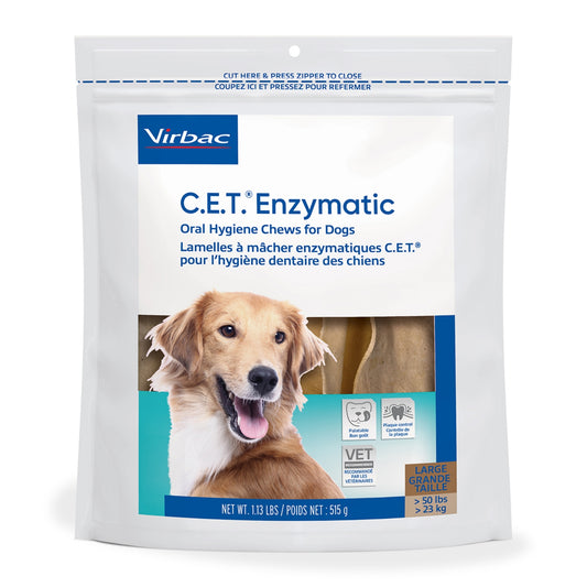 C.E.T. Enzymatic Oral Hygiene Chews for Large Dogs: Daily Dental Plaque & Tartar Control