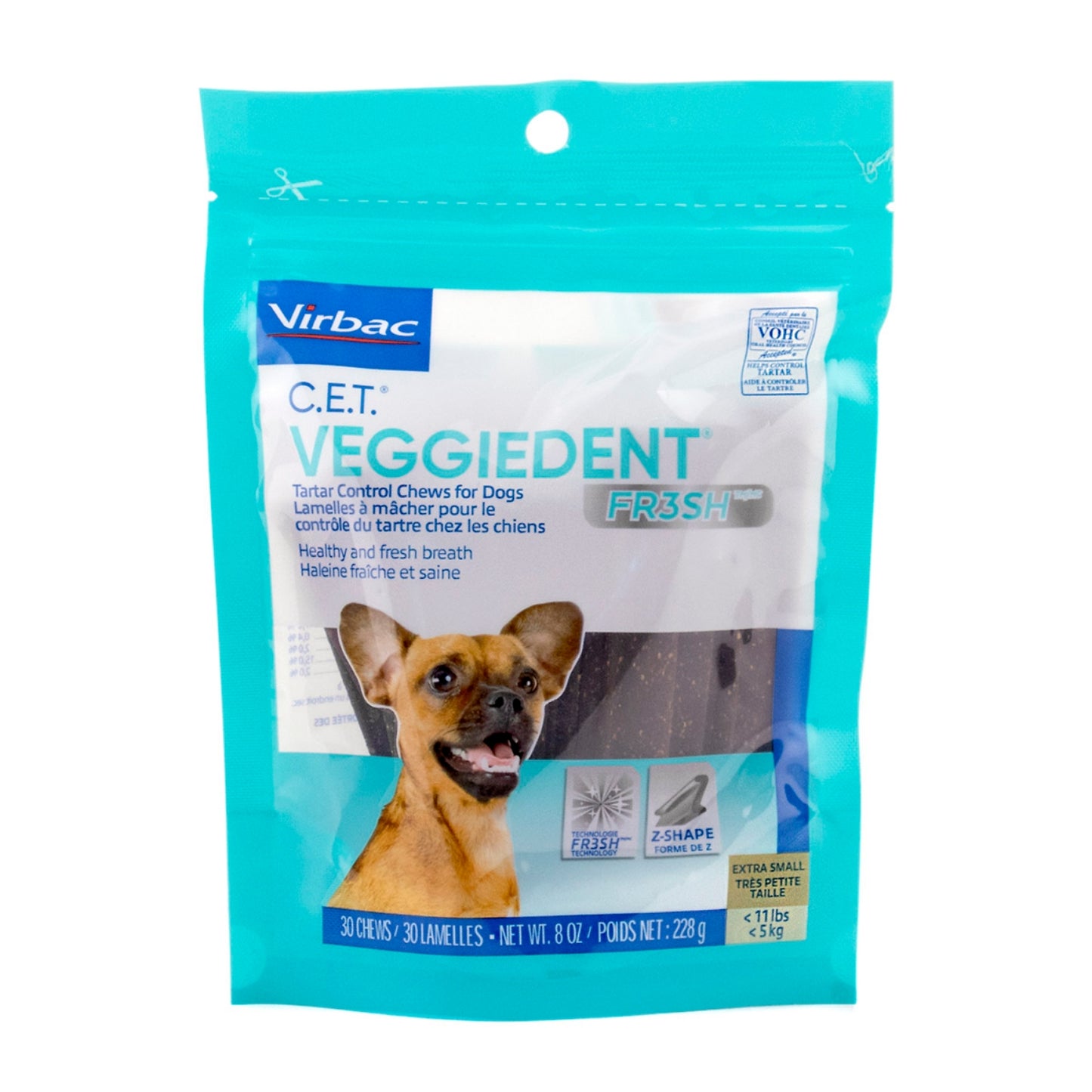 Virbac CET VeggieDent FR3SH XSmall Dog Dental Chews (30 Count)