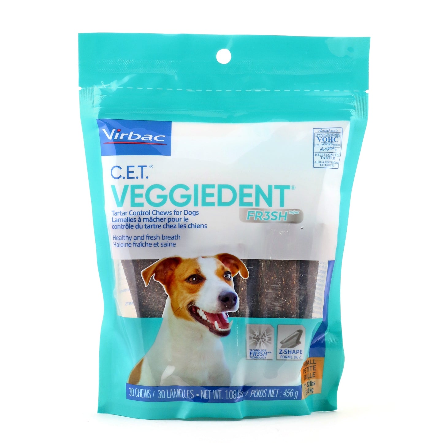 CET VeggieDent FR3SH Dog Dental Chews, Small, 30 Count, Tartar Control