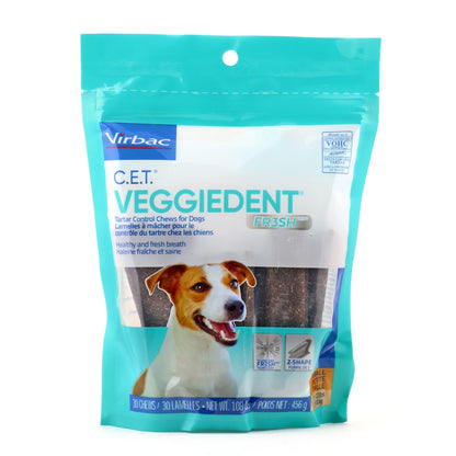 CET VeggieDent FR3SH Dog Dental Chews, Small, 30 Count, Tartar Control