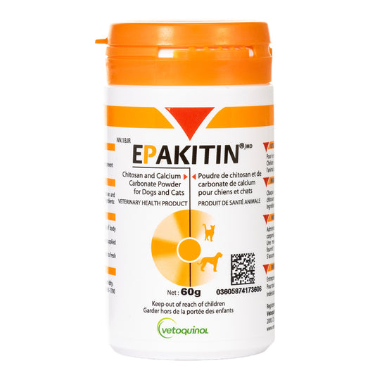 Epakitin Chitosan Calcium Carbonate Powder for Dogs Cats Renal Support 60g