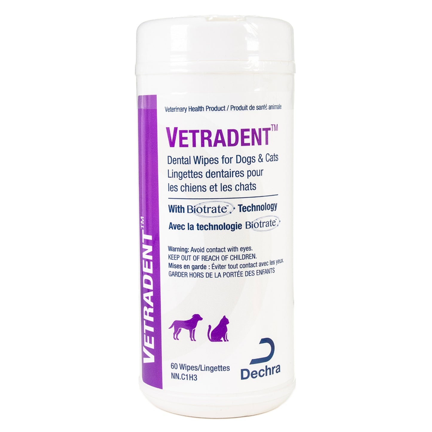 Vetradent Dental Wipes for Dogs & Cats - 60 Count Plaque & Tartar Control