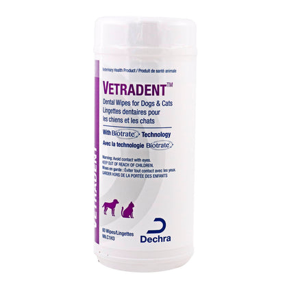 Vetradent Dental Wipes for Dogs & Cats - 60 Count Plaque & Tartar Control