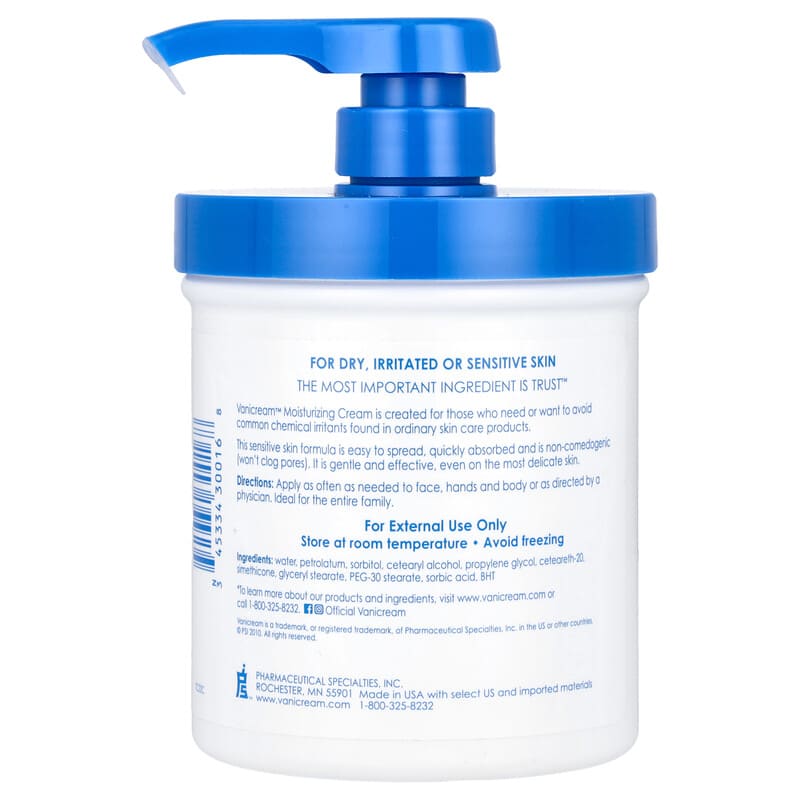 Vanicream Fragrance-Free Moisturizing Cream for Sensitive Skin, 1 lb Pump