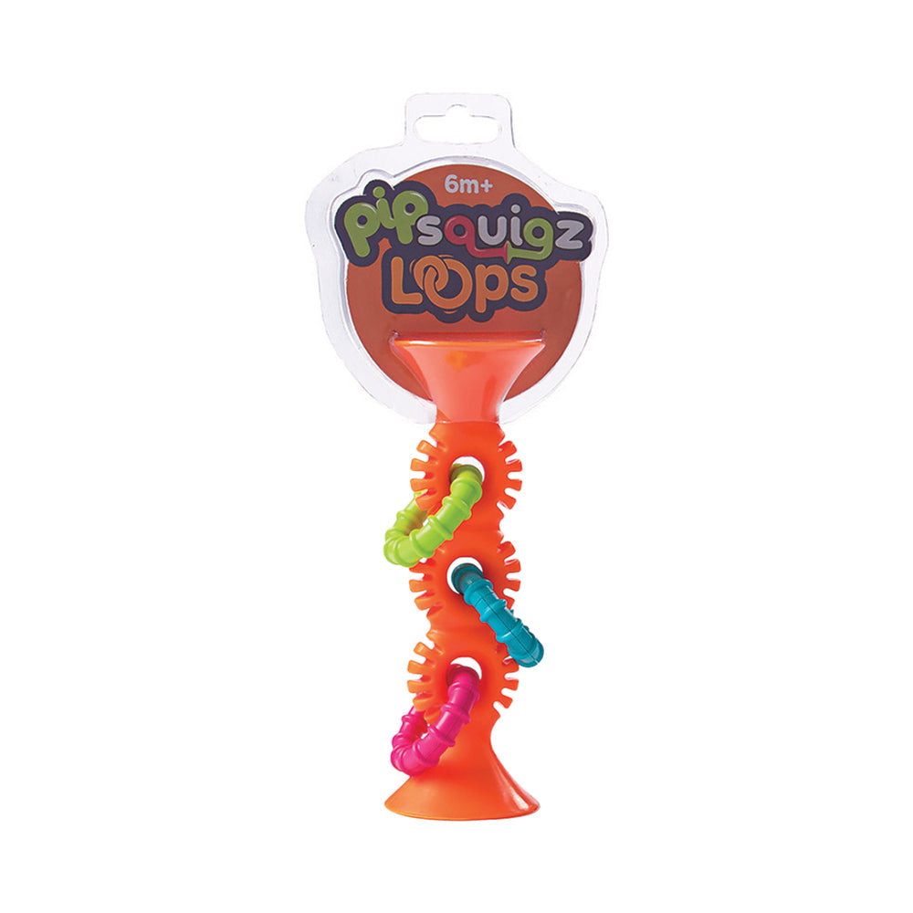 Fat Brain Co. Orange Pip Squigz Loops Sensory Suction Teether & Rattle Baby Toy