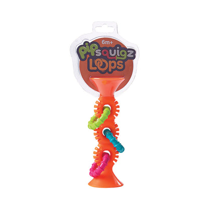 Fat Brain Co. Orange Pip Squigz Loops Sensory Suction Teether & Rattle Baby Toy