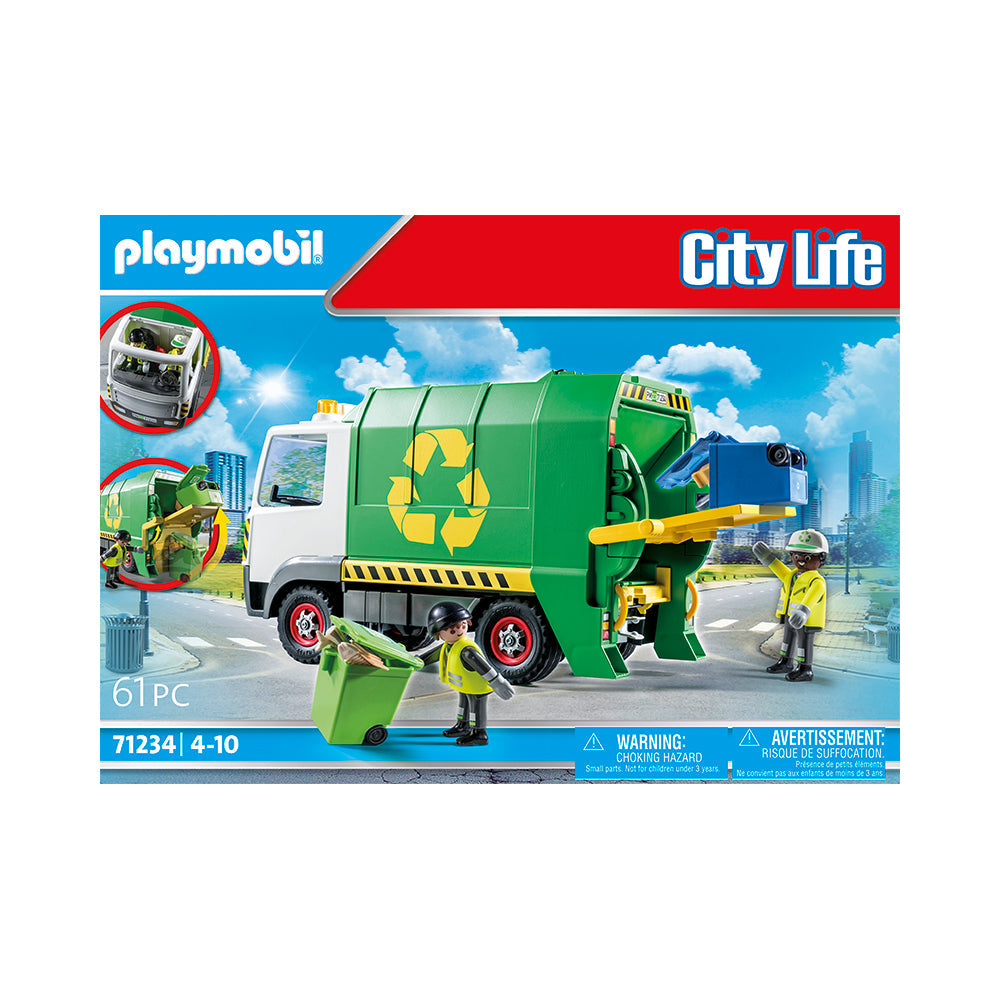 Interactive Playmobil City Life Recycling Truck Toy with Bins & Figures