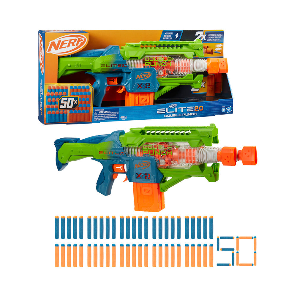 Nerf Elite 2.0 Double Punch Motorized Blaster with Rapid Alternating Barrels