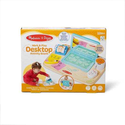 Melissa & Doug Work & Play Wooden Desktop Activity Board for Toddlers, Sensory Development