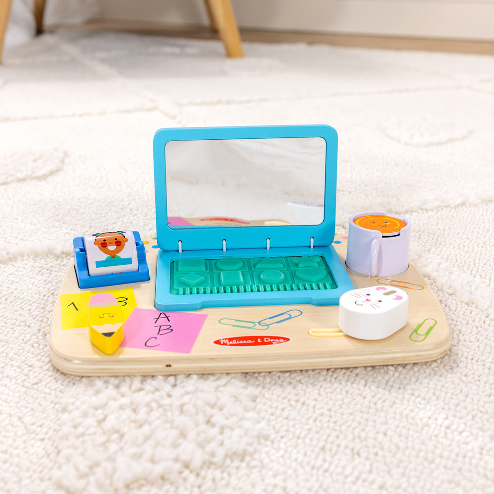 Melissa & Doug Work & Play Wooden Desktop Activity Board for Toddlers, Sensory Development