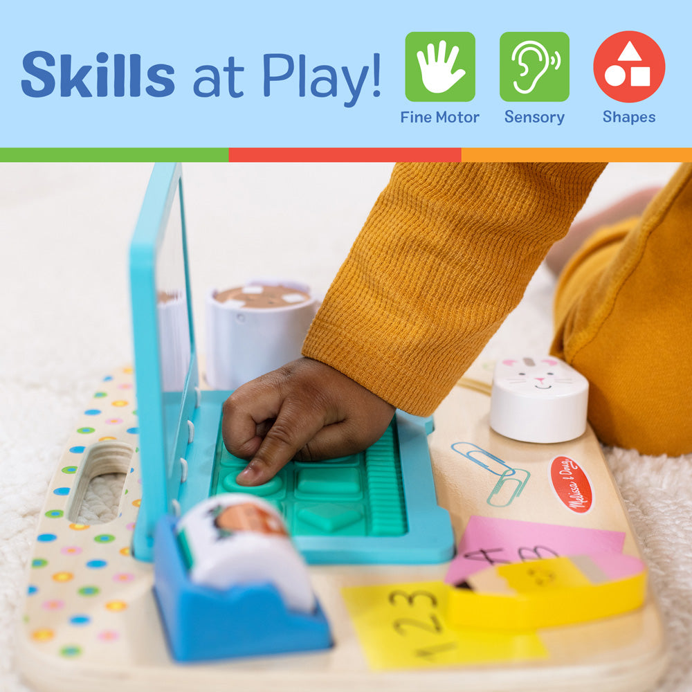 Melissa & Doug Work & Play Wooden Desktop Activity Board for Toddlers, Sensory Development