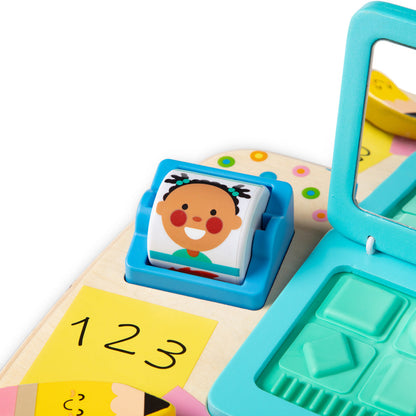 Melissa & Doug Work & Play Wooden Desktop Activity Board for Toddlers, Sensory Development