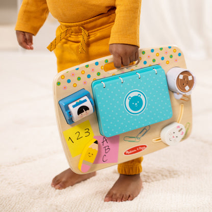 Melissa & Doug Work & Play Wooden Desktop Activity Board for Toddlers, Sensory Development