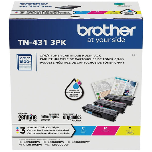 Brother TN431 Standard Yield Colour Toner Cartridges Multipack 3 Pack