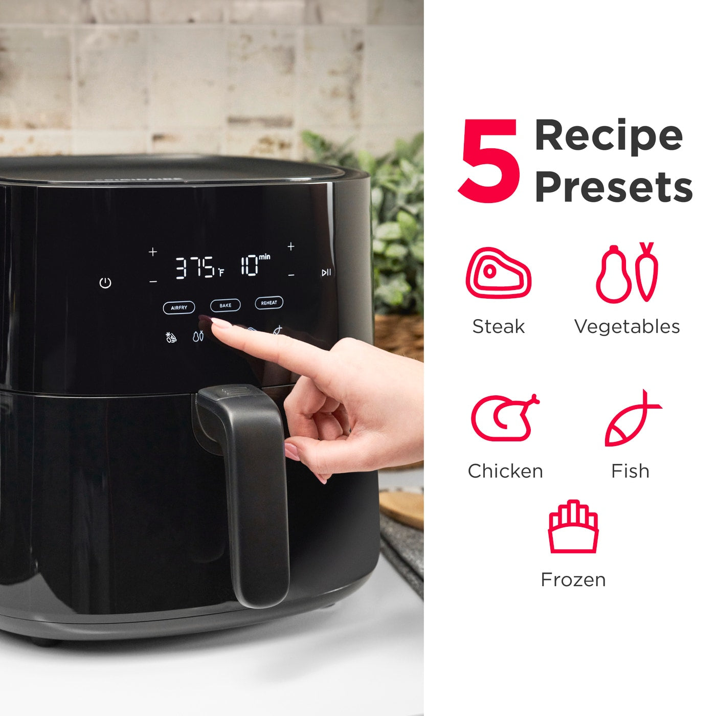 Frigidaire 3-in-1 5.3 Quart Black Air Fryer: Bake, Reheat, Healthy Frying