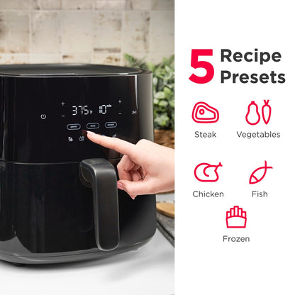 Frigidaire 3-in-1 5.3 Quart Black Air Fryer: Bake, Reheat, Healthy Frying