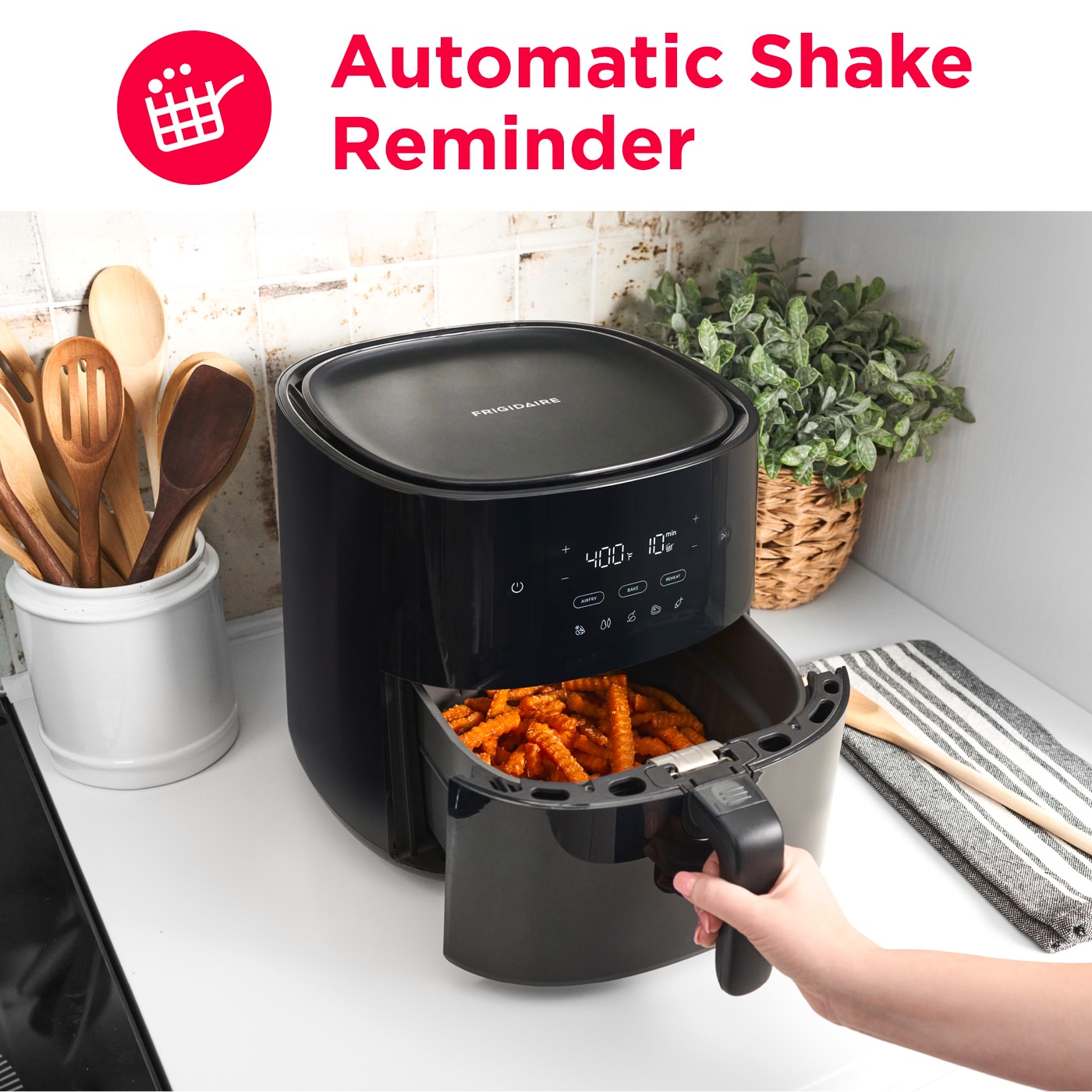 Frigidaire 3-in-1 5.3 Quart Black Air Fryer: Bake, Reheat, Healthy Frying