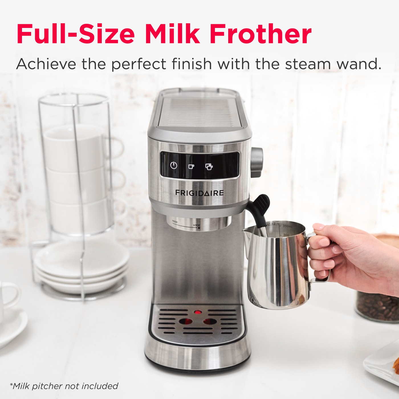 Frigidaire Stainless Steel Steam Espresso Maker with 20-Bar Pressure & Frother