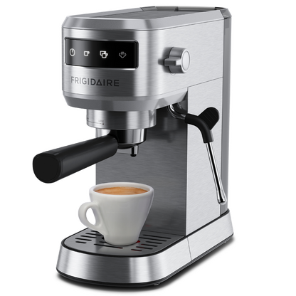 Frigidaire Stainless Steel Steam Espresso Maker with 20-Bar Pressure & Frother