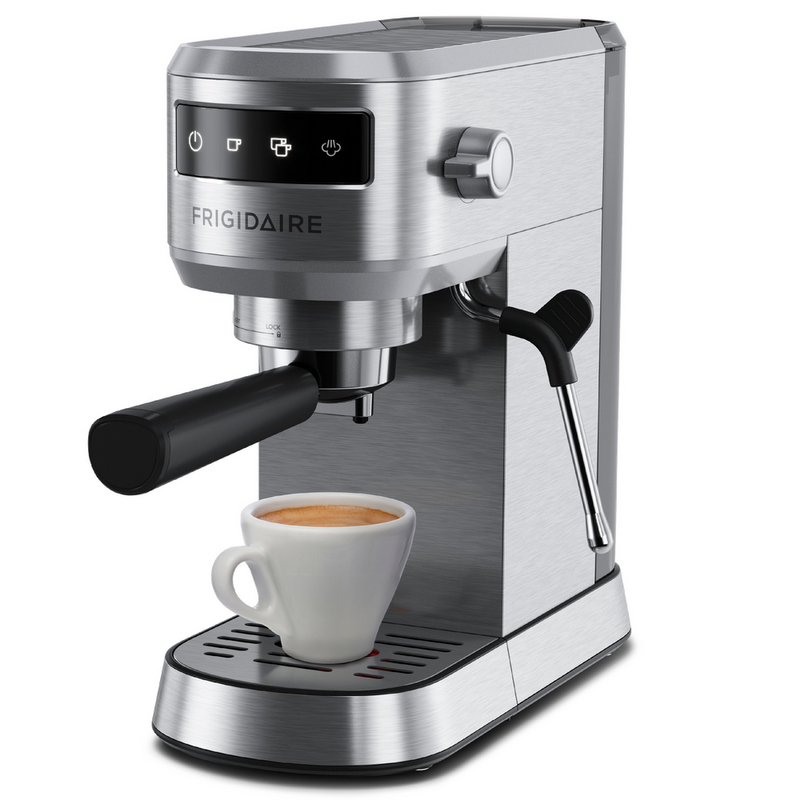Frigidaire Stainless Steel Steam Espresso Maker with 20-Bar Pressure & Frother