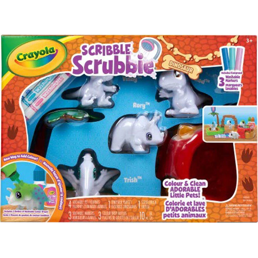 Crayola Scribble Scrubbie Dinosaur Lair Set: Washable Dino Pets Creative Art Toy
