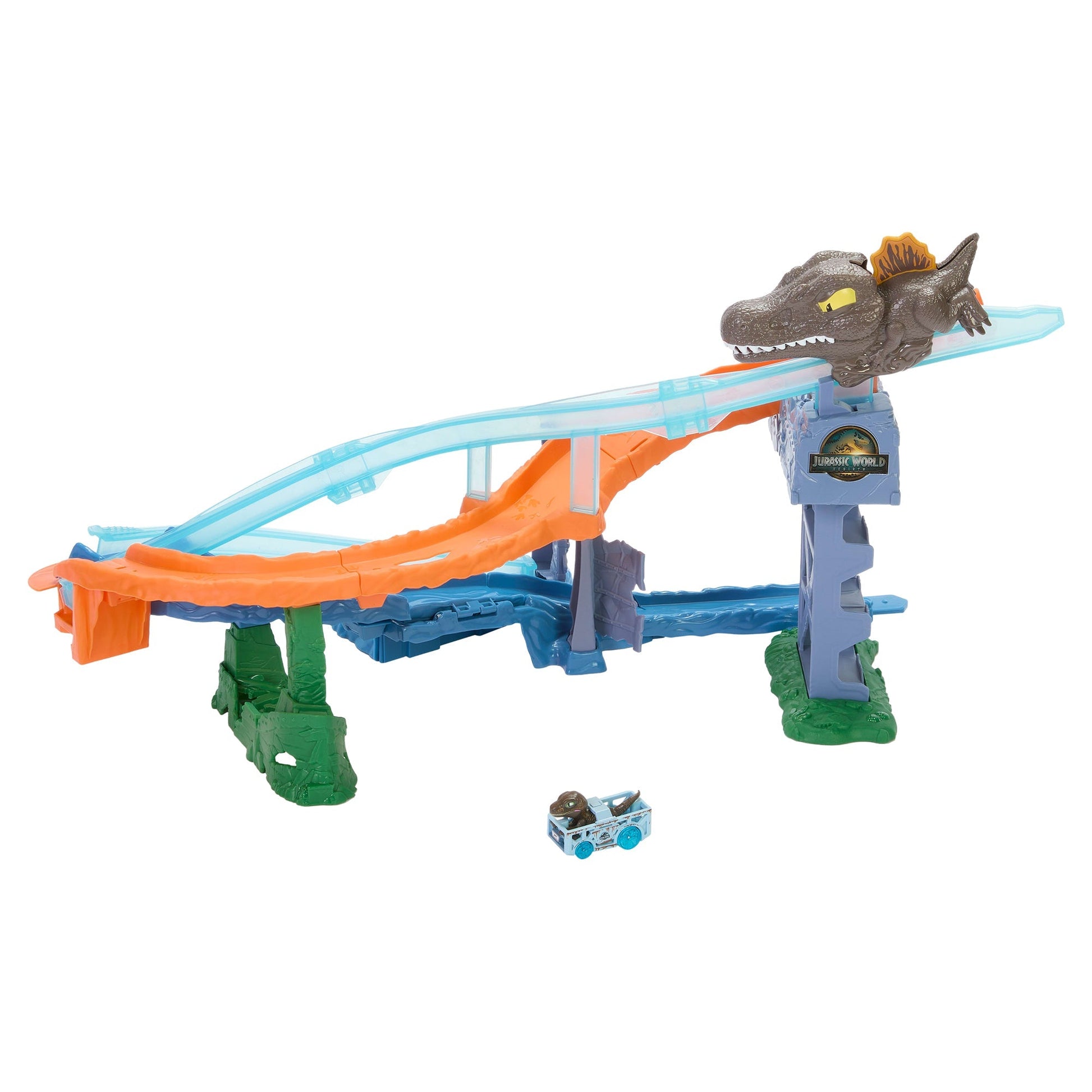 Hot Wheels Racerverse Jurassic World Crash & Splash Dinosaur Track Set