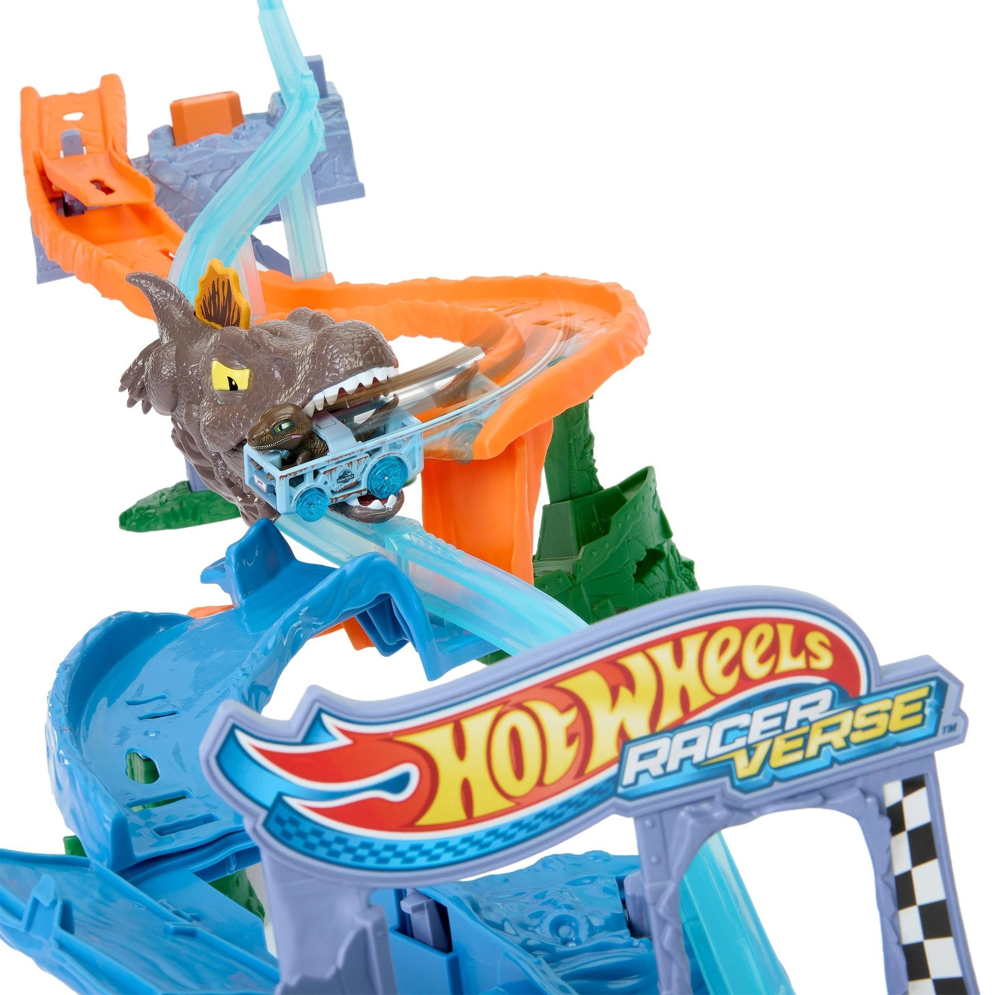 Hot Wheels Racerverse Jurassic World Crash & Splash Dinosaur Track Set