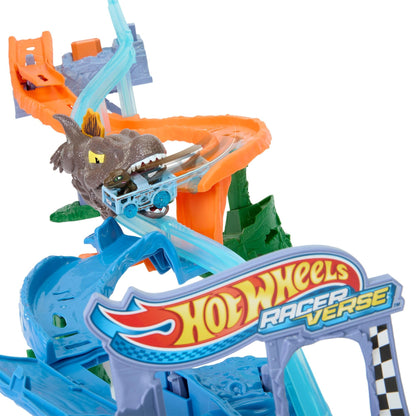 Hot Wheels Racerverse Jurassic World Crash & Splash Dinosaur Track Set