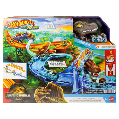 Hot Wheels Racerverse Jurassic World Crash & Splash Dinosaur Track Set