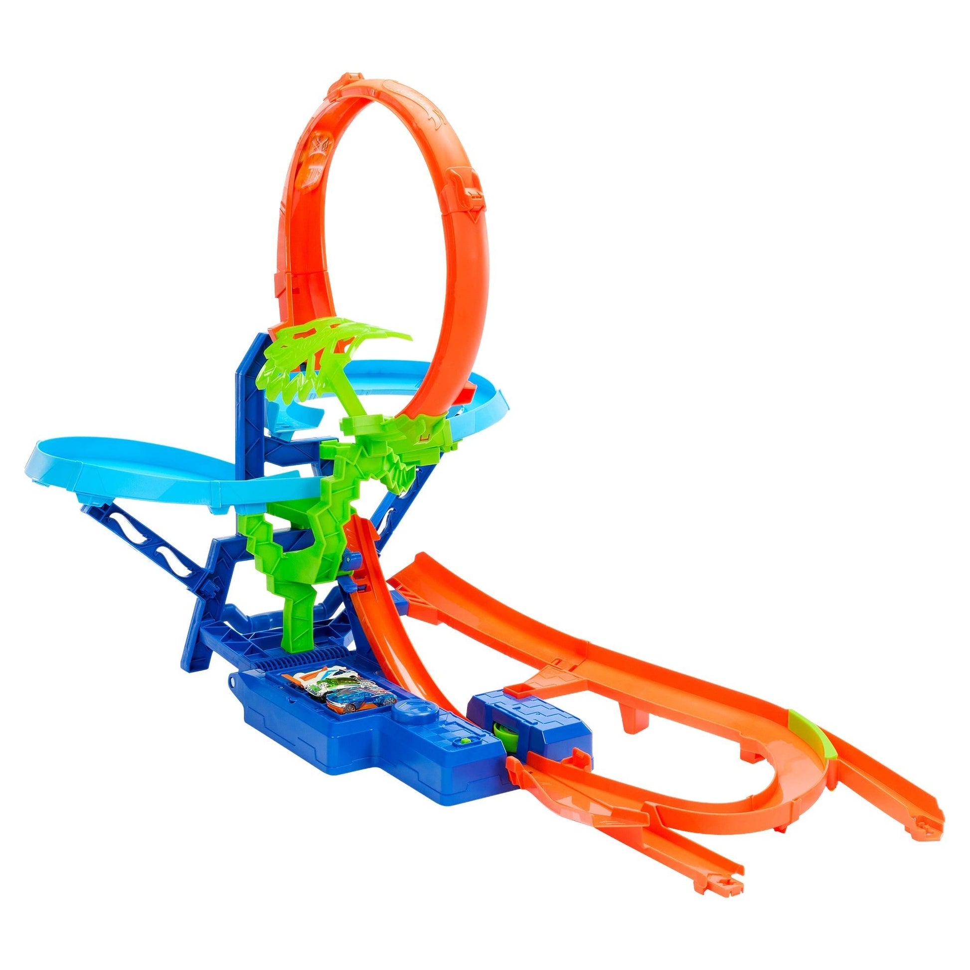 Hot Wheels Motorized Stunt Tracks Mid-Air Crash Race Track Playset