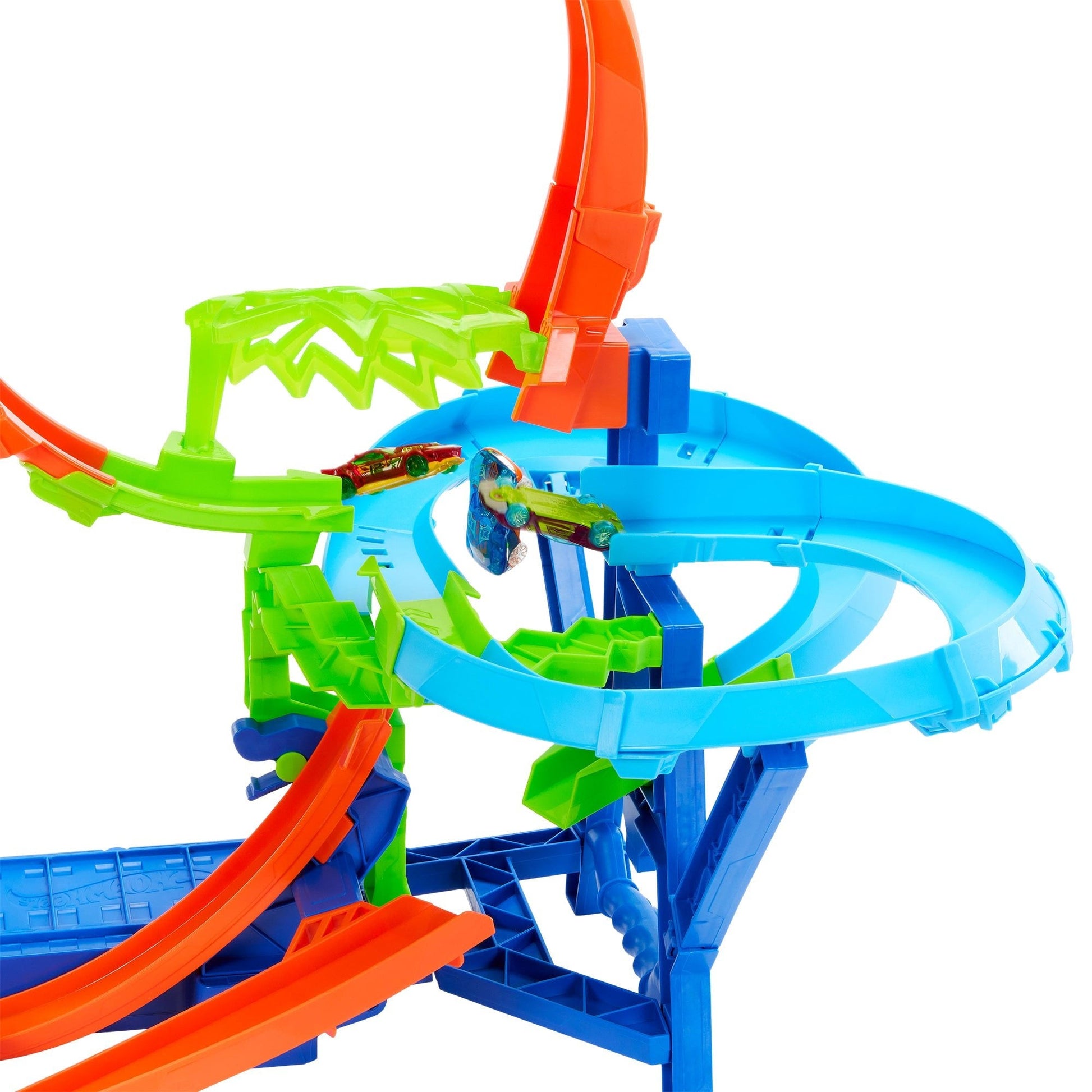 Hot Wheels Motorized Stunt Tracks Mid-Air Crash Race Track Playset