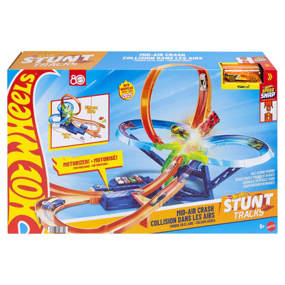 Hot Wheels Motorized Stunt Tracks Mid-Air Crash Race Track Playset