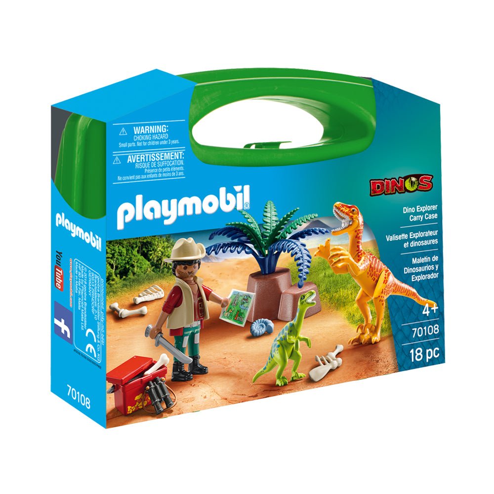 Playmobil Dinos Explorer Portable Carry Case - Dinosaur Adventure Play Set for Kids