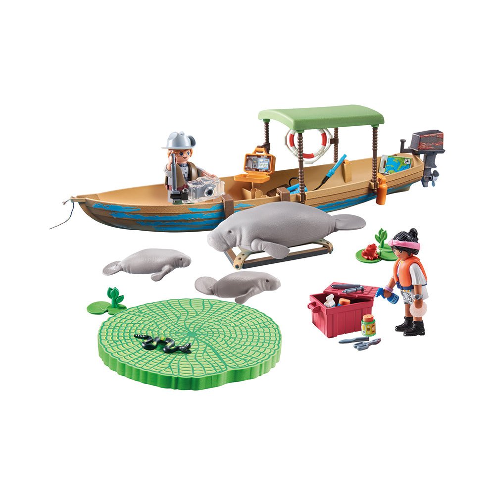 Playmobil Wiltopia Manatee Boat Trip Playset: Sustainable Water Adventure for Kids