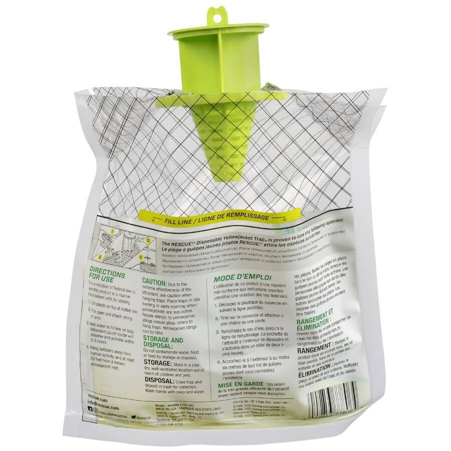 RESCUE Disposable Yellow Jacket Wasp Trap - Effective Outdoor Pest Control Solution